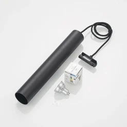 Lindby pendellampe Linaro, 40 cm, svart, 1-fase, GU10| Skinnesystem