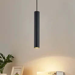 Lindby pendellampe Linaro, 40 cm, svart, 1-fase, GU10| Skinnesystem