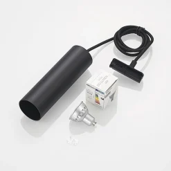 Lindby pendellampe Linaro, 20 cm, svart, 1-fase, GU10| Skinnesystem