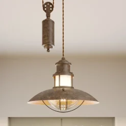 Lindby pendellampe Louisanne, justerbar, brun, Ø 35 cm| Pendellamper