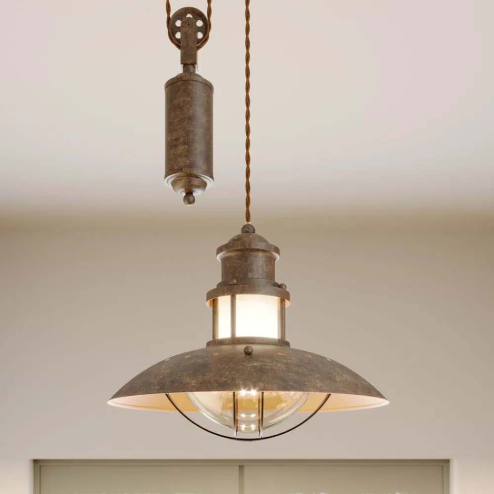 Lindby pendellampe Louisanne, justerbar, brun, Ø 35 cm| Pendellamper