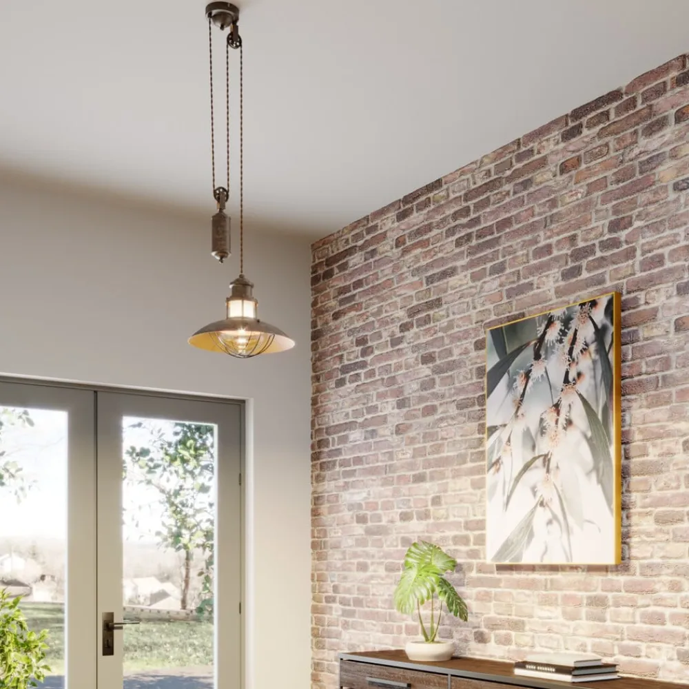 Lindby pendellampe Louisanne, justerbar, brun, Ø 35 cm| Pendellamper