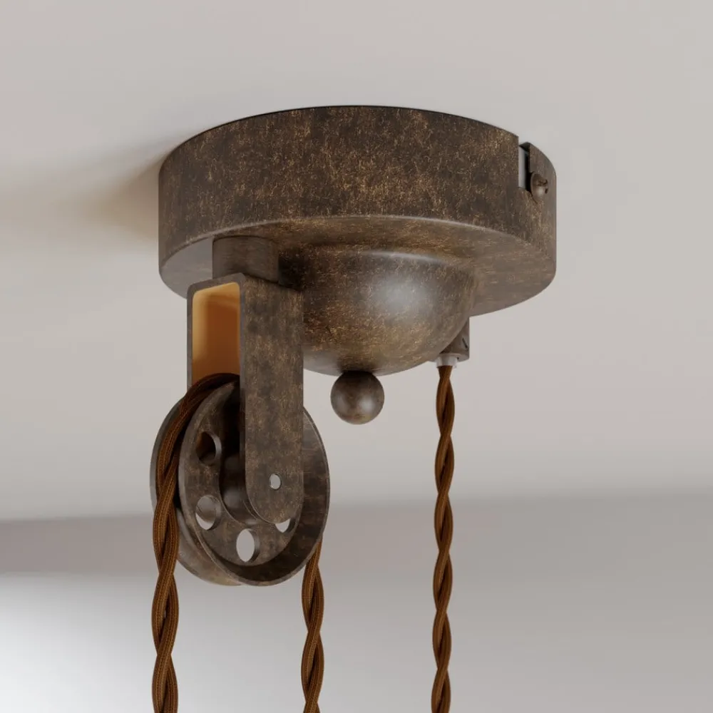 Lindby pendellampe Louisanne, justerbar, brun, Ø 35 cm| Pendellamper