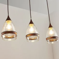 Lindby pendellampe Millina, 70 cm, rustbrun, 3 lyskilder. Clearance