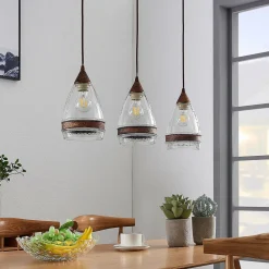 Lindby pendellampe Millina, 70 cm, rustbrun, 3 lyskilder. Clearance