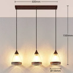 Lindby pendellampe Millina, 70 cm, rustbrun, 3 lyskilder. Clearance