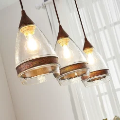 Lindby pendellampe Millina, 70 cm, rustbrun, 3 lyskilder. Clearance