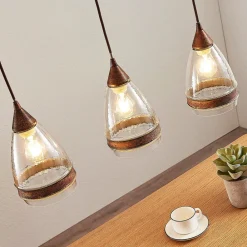 Lindby pendellampe Millina, 70 cm, rustbrun, 3 lyskilder. Clearance