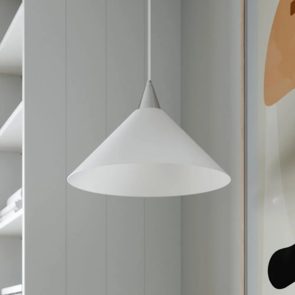 Lindby pendellampe Petra, hvit, glass, Ø 40 cm, kjegle, E27| Pendellamper