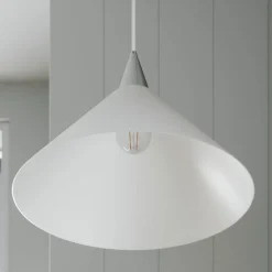 Lindby pendellampe Petra, hvit, glass, Ø 40 cm, kjegle, E27| Pendellamper