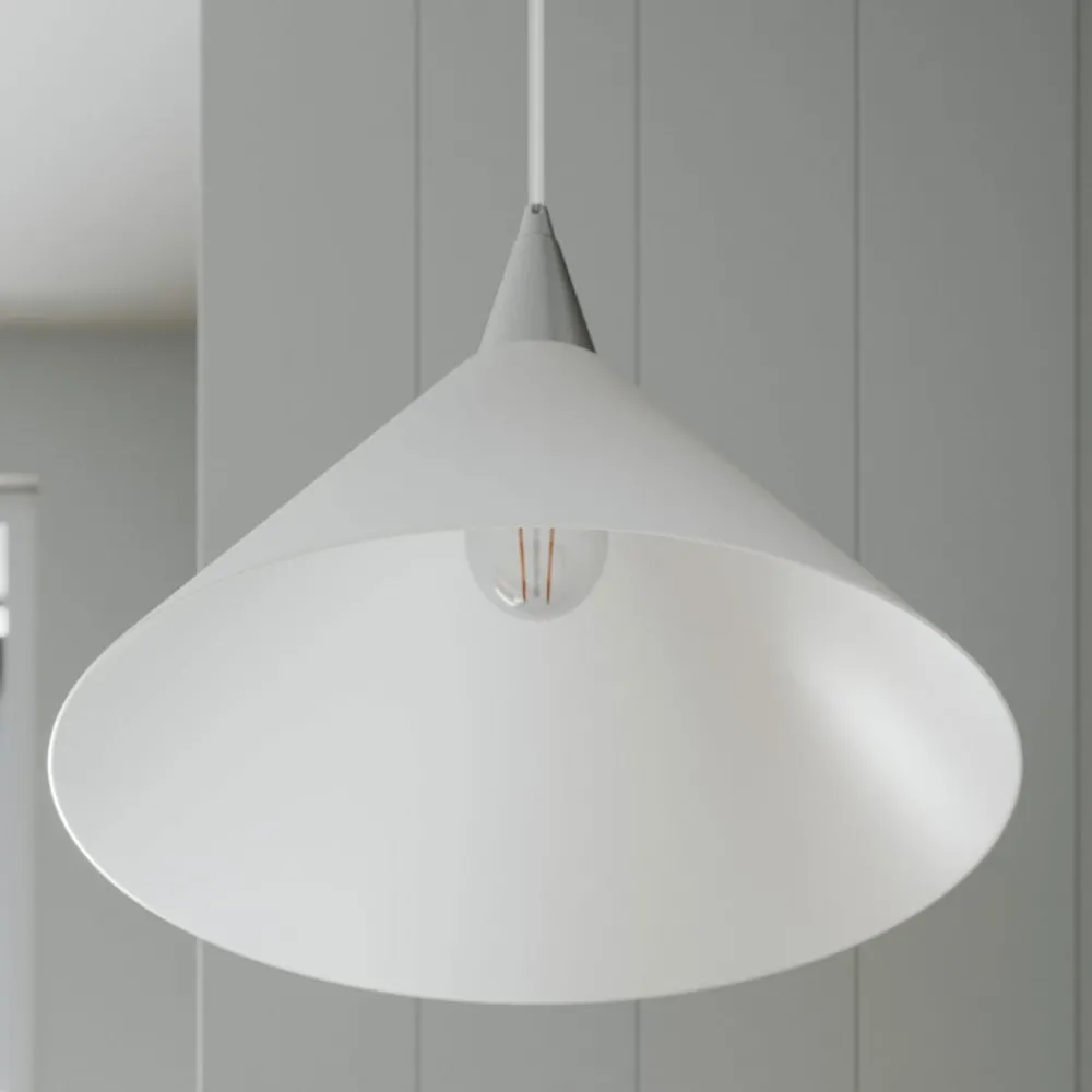 Lindby pendellampe Petra, hvit, glass, Ø 40 cm, kjegle, E27| Pendellamper