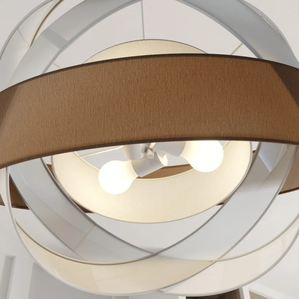 Lindby pendellampe Simaria, brun/grå/hvit, Ø 60 cm, E27 Clearance