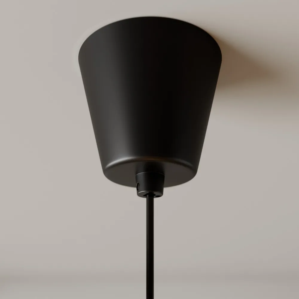 Lindby pendellampe Simaria, svart, tekstil, Ø 60 cm, E27 Discount