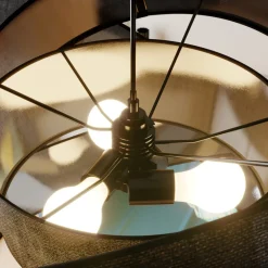 Lindby pendellampe Simaria, svart, tekstil, Ø 60 cm, E27 Discount