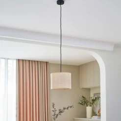 Lindby pendellampe Soula, Ø 26 cm, beige, plast, E27 Discount