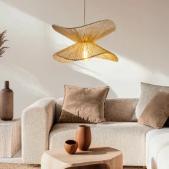 Lindby pendellampe Valdorin, beige, papir, Ø 40 cm, E27 Online