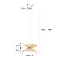 Lindby pendellampe Valdorin, beige, papir, Ø 40 cm, E27 Online