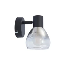 Lindby Pendura vegglampe, Ø 9 cm, svart, glass Clearance