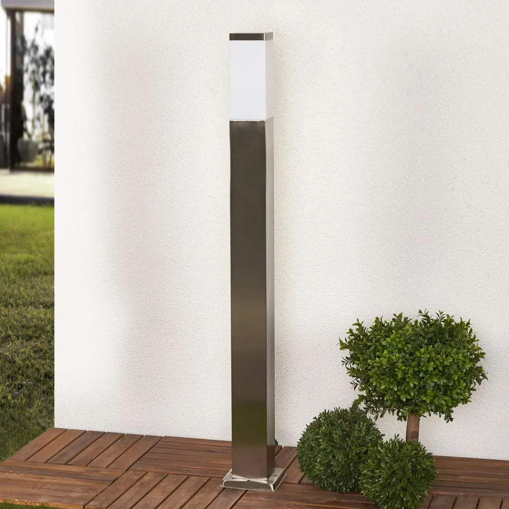 Lindby pullertlampe Lorian, 100 cm, stål, IP44, E27| Terrassebelysning|Gatebelysning, Pullert Belysning