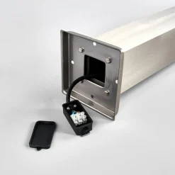 Lindby pullertlampe Lorian, 100 cm, stål, IP44, E27| Terrassebelysning|Gatebelysning, Pullert Belysning