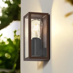 Lindby Robigus utendørs vegglampe, rustfarget, aluminium| Vegglamper Utendørs