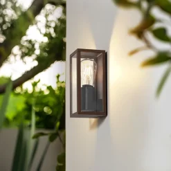 Lindby Robigus utendørs vegglampe, rustfarget, aluminium| Vegglamper Utendørs