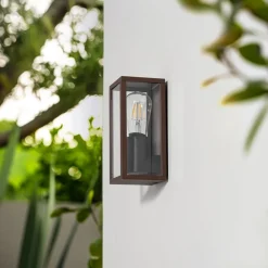 Lindby Robigus utendørs vegglampe, rustfarget, aluminium| Vegglamper Utendørs