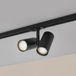 Lindby skinnespot Linaro, GU10, 2 lyskilder, svart, deksel Hot