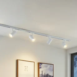 Lindby skinnesystem Linaro, GU10, 4 lyskilder, hvit, Ø 6 cm New