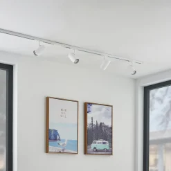 Lindby skinnesystem Linaro, GU10, 4 lyskilder, hvit, Ø 6 cm New