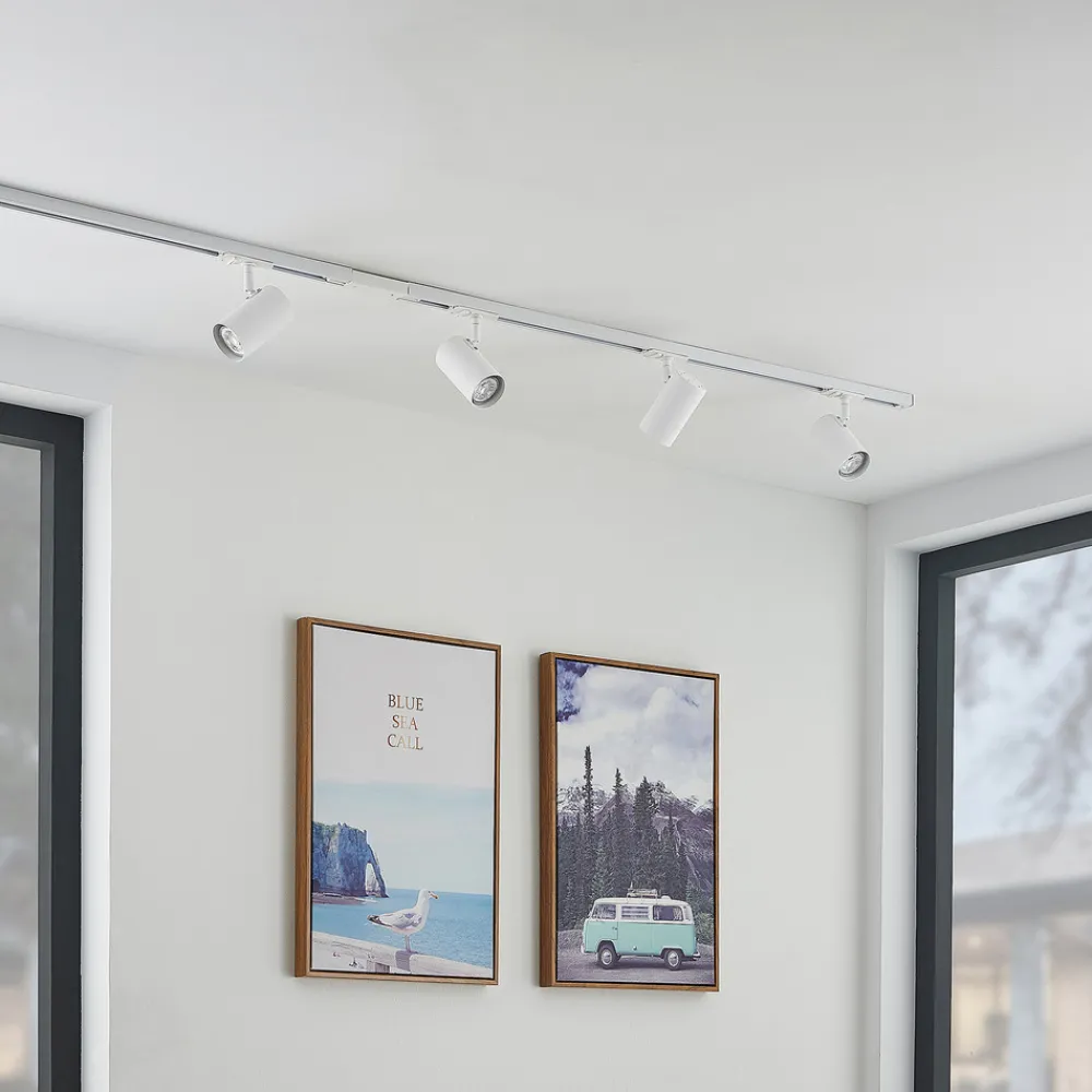 Lindby skinnesystem Linaro, GU10, 4 lyskilder, hvit, Ø 6 cm New