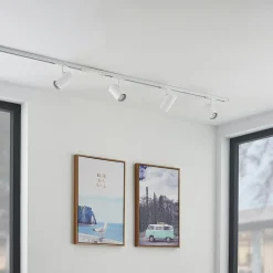 Lindby skinnesystem Linaro, GU10, 4 lyskilder, hvit, Ø 6 cm New