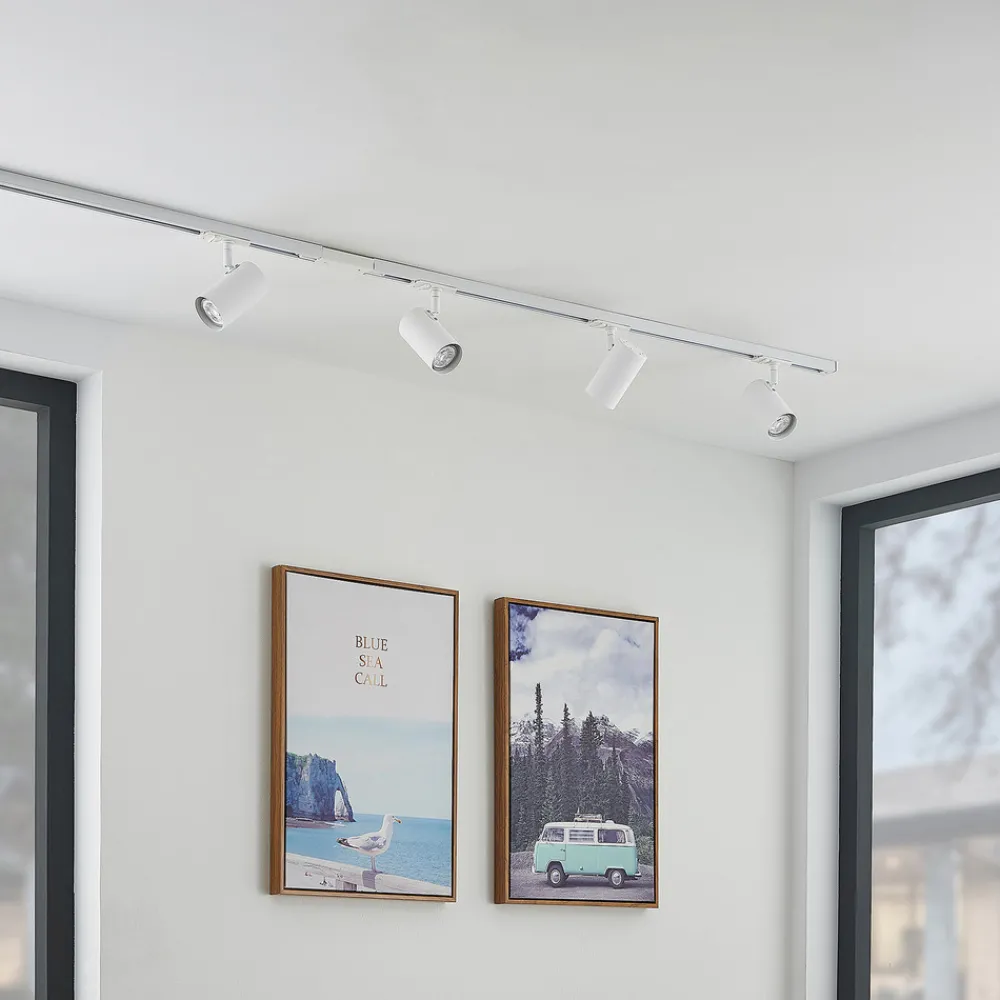 Lindby skinnesystem Linaro, GU10, 4 lyskilder, hvit, Ø 6 cm New