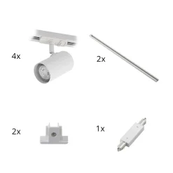 Lindby skinnesystem Linaro, GU10, 4 lyskilder, hvit, Ø 6 cm New