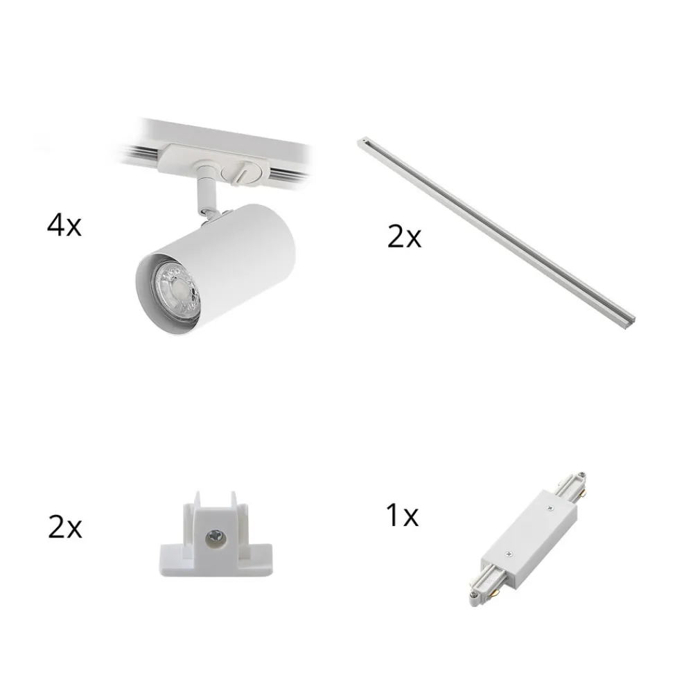 Lindby skinnesystem Linaro, GU10, 4 lyskilder, hvit, Ø 6 cm New