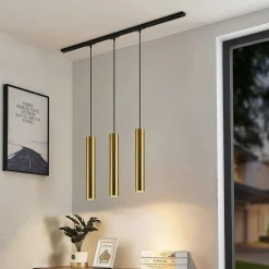 Lindby skinnesystem Linaro, GU10, pendel, 3 lyskilder, gull Best