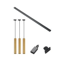 Lindby skinnesystem Linaro, GU10, pendel, 3 lyskilder, gull Best