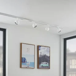 Lindby skinnesystem Linaro, GU10, 4 lyskilder, hvit, Ø 9 cm| Skinnesystem