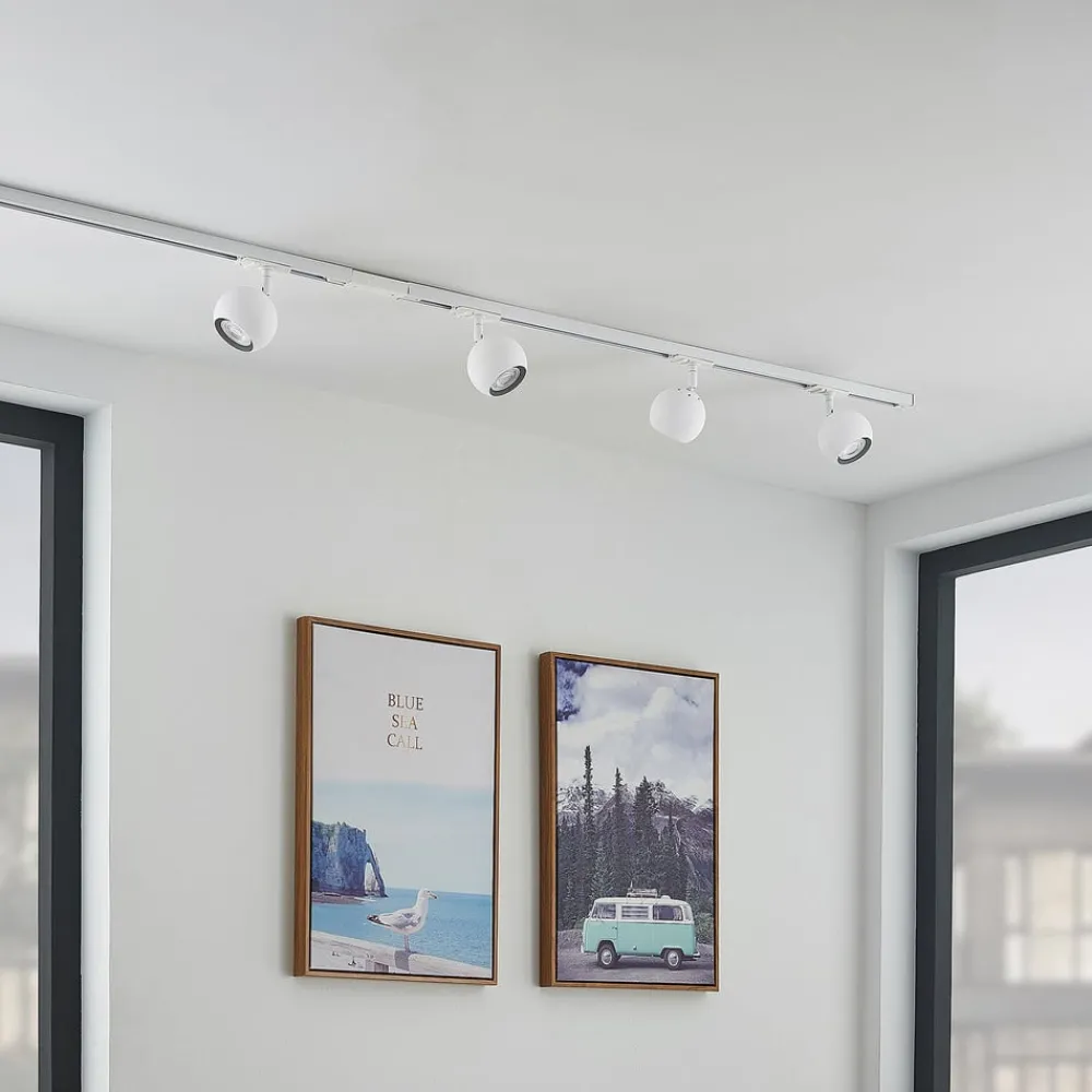 Lindby skinnesystem Linaro, GU10, 4 lyskilder, hvit, Ø 9 cm| Skinnesystem