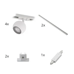 Lindby skinnesystem Linaro, GU10, 4 lyskilder, hvit, Ø 9 cm| Skinnesystem