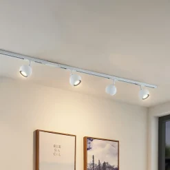 Lindby skinnesystem Linaro, GU10, 4 lyskilder, hvit, Ø 9 cm Outlet