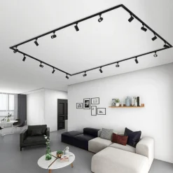 Lindby skinnesystem Linaro, GU10, 18-lys, svart Clearance