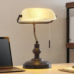 Lindby skrivebordslampe Profina, 39 cm, rustbrun, stål| Kontorbelysning|Bordlamper