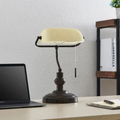 Lindby skrivebordslampe Profina, 39 cm, rustbrun, stål| Kontorbelysning|Bordlamper