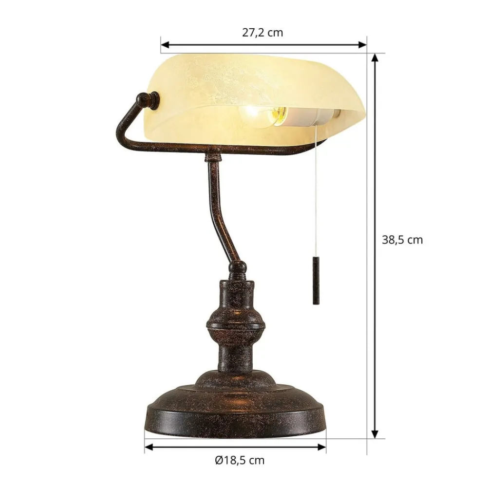 Lindby skrivebordslampe Profina, 39 cm, rustbrun, stål| Kontorbelysning|Bordlamper
