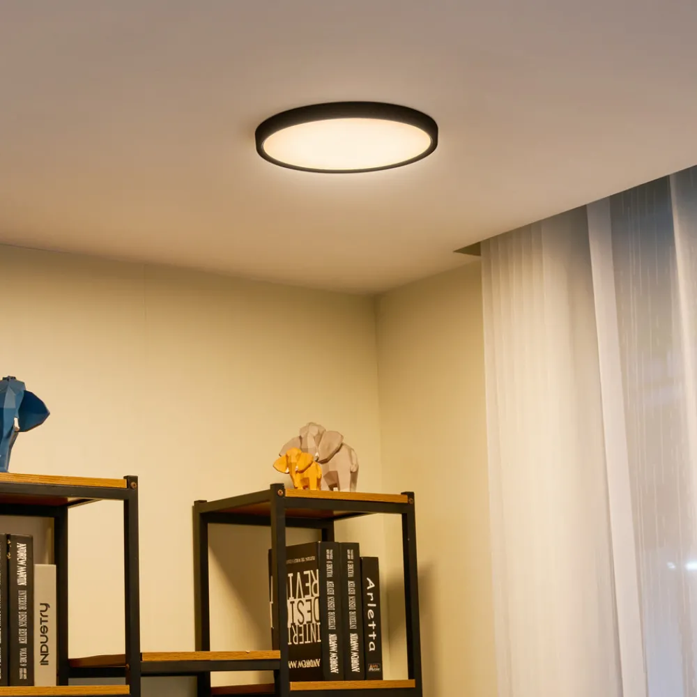 Lindby Smart LED taklampe Pravin, Ø 30 cm, CCT, svart Online