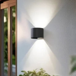 Lindby Smart LED utendørs LED-vegglampe Dara grå rund CCT RGB Tuya Discount