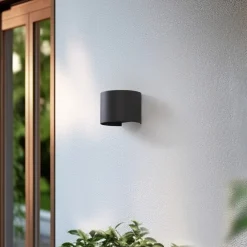 Lindby Smart LED utendørs LED-vegglampe Dara grå rund CCT RGB Tuya Discount