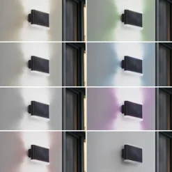 Lindby Smart LED utendørs LED-vegglampe Elvi, CCT, RGB, Tuya, IP54| Kommersiell Utebelysning|Smarthus Utebelysning