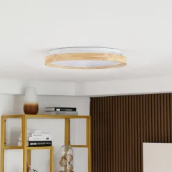 Lindby Smart LED-taklampe Mirren i tre Ø49,5 cm CCT Tuya| Smarthus Belysning